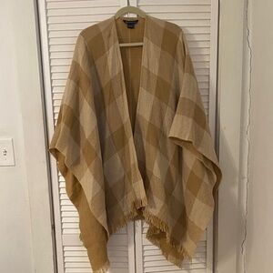 Brooks Brothers Wool Blend Shawl Plaid Beige & Tan Made in Italy